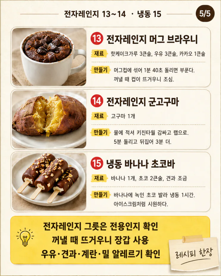 방학 간식, 불 없이 만드는 15가지