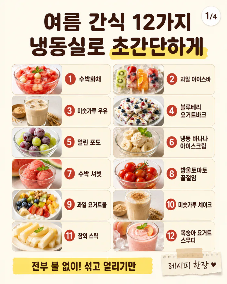 여름 간식 12가지, 냉동실로 초간단하게