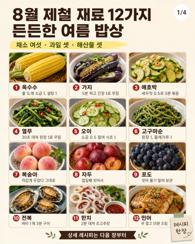 8월 제철 음식 12가지, 든든한 여름 밥상