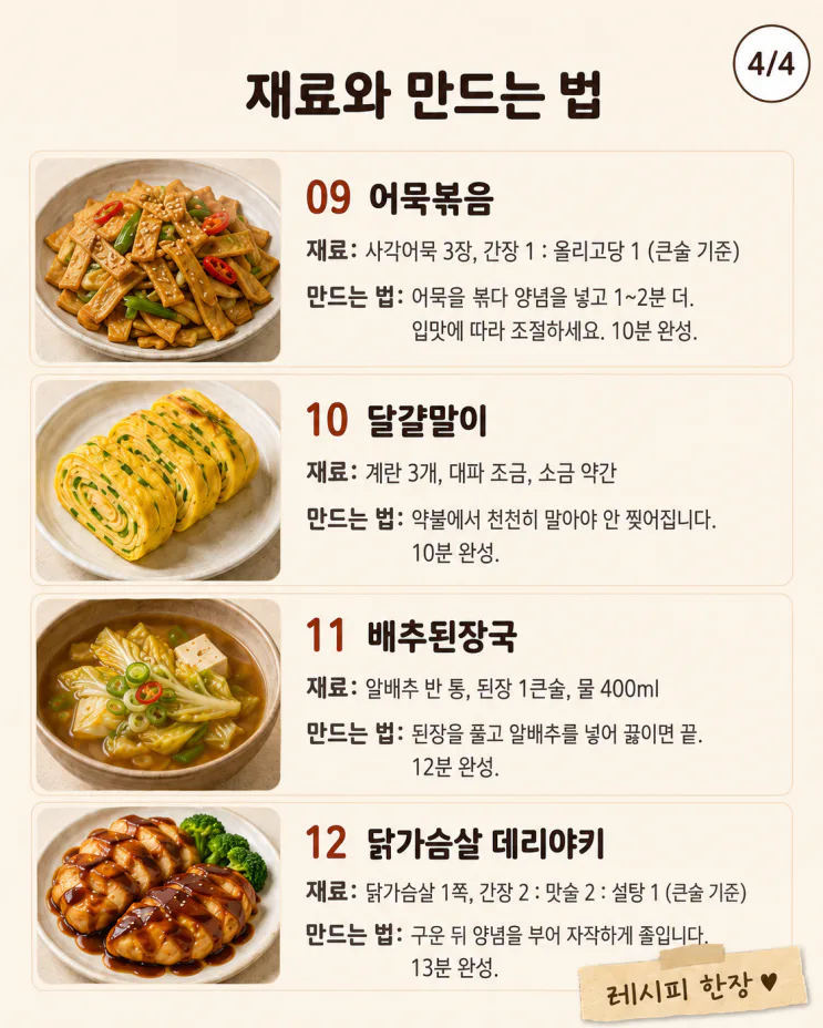 퇴근 하고 10분, 식당 저녁 안 부러운 12가지