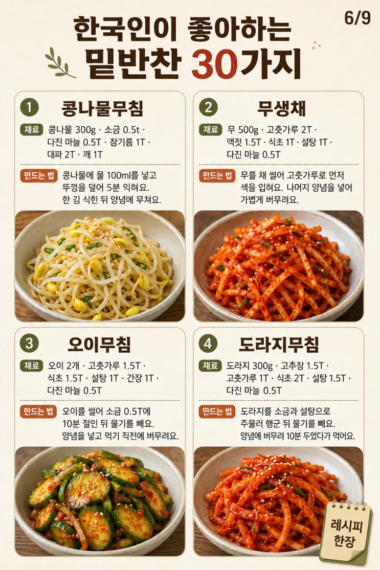 한국인이 좋아하는 밑반찬 30가지 — 냉장고에 있으면 든든한 집밥