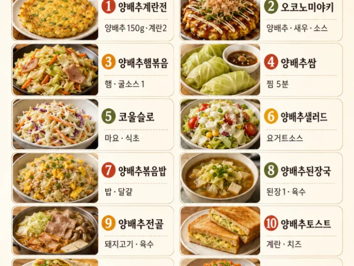 양배추 요리 12가지, 주말 한 끼 가볍게 끝내는 법