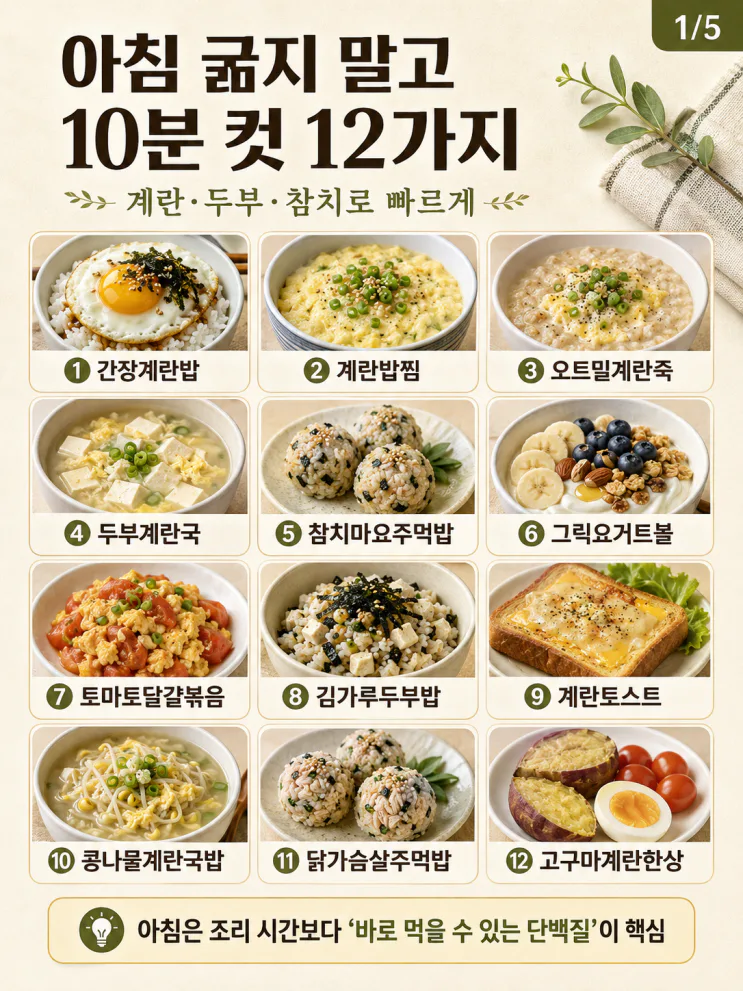 아침밥 10분, 출근 전 든든한 집밥 12가지