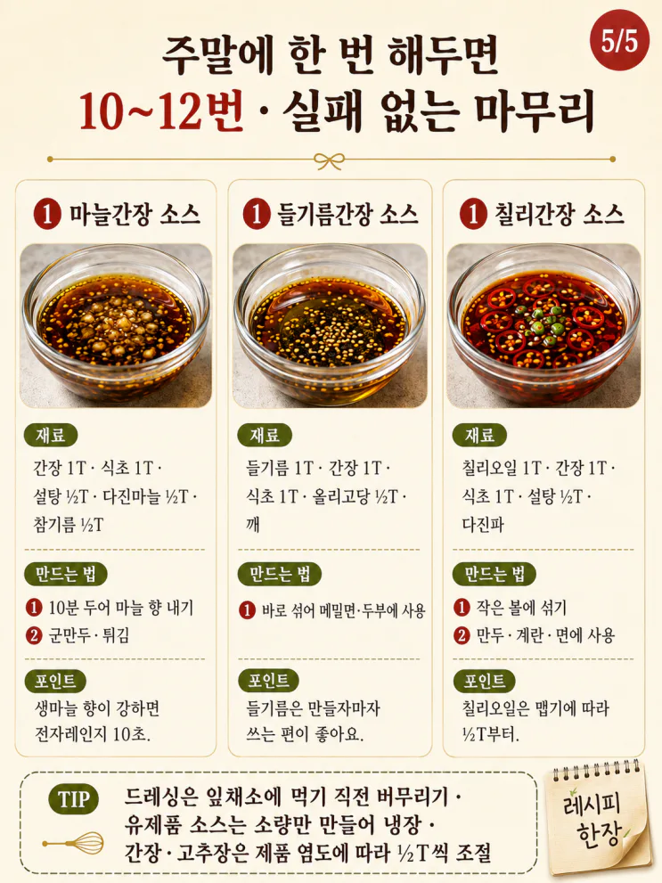 샐러드 드레싱 12가지 — 주말에 만들어 두는 1~2인 비율