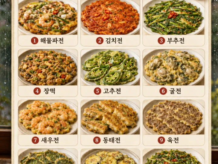 막걸리 부르는 전 12가지, 비 오는 날 술안주로 좋은 바삭한 전