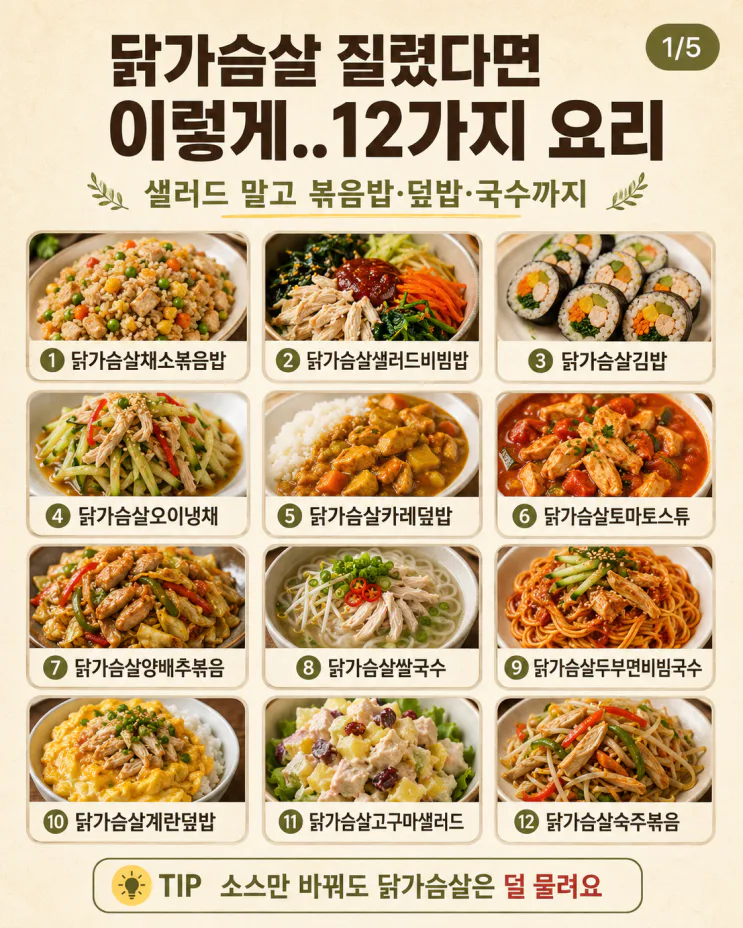 닭가슴살 요리, 매일 먹어도 덜 물리는 집밥 12가지