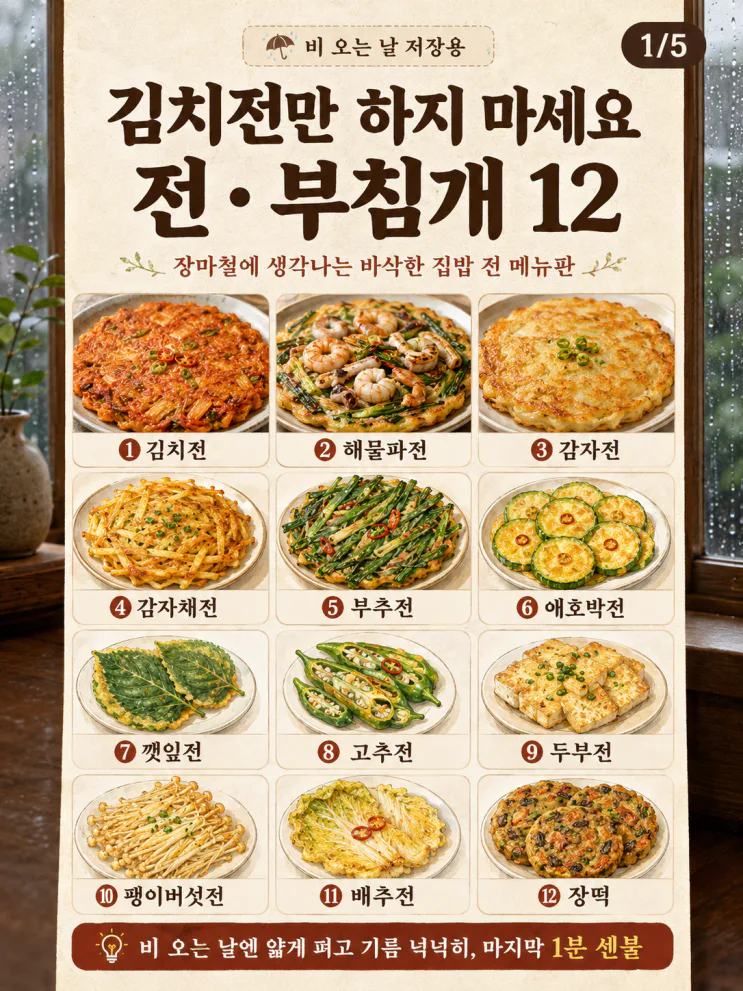 비오는날 전 부침개 12가지, 김치전만 하지 마세요