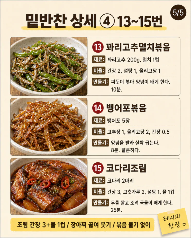 일주일 내내 꺼내먹는 밑반찬 15가지