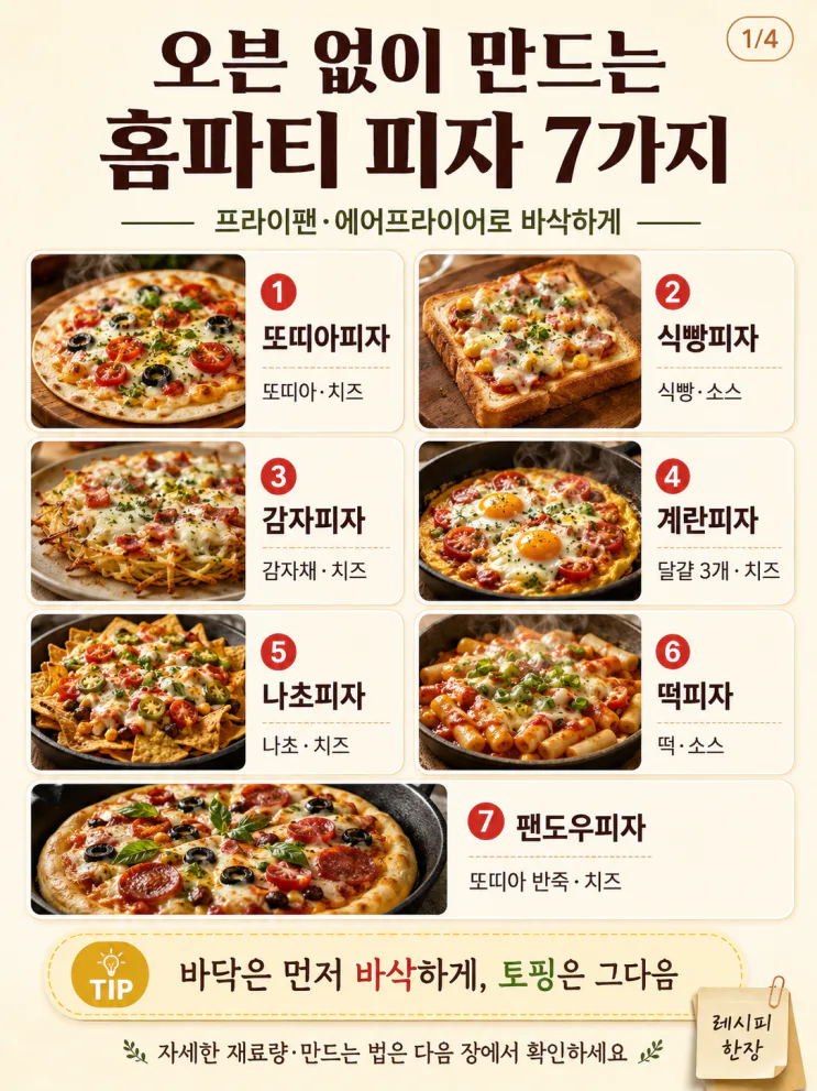 오븐 없이 피자 만들기 — 프라이팬으로 바삭하게 굽는 7가지