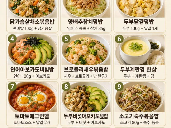 다이어트 저녁 메뉴 12가지 — 밥 줄여도 든든한 집밥 조합
