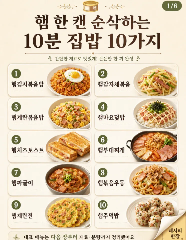 햄 요리 10가지, 한 캔 사면 10분 집밥이 달라져요