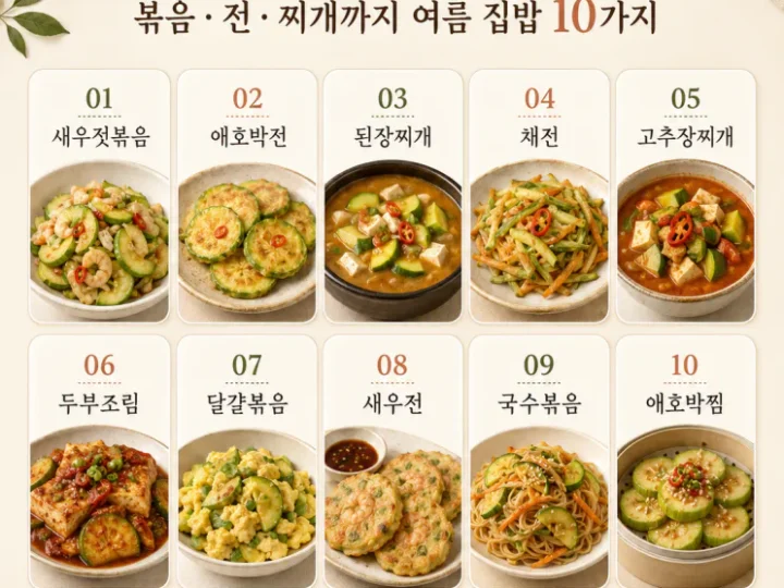 애호박 요리 10가지 — 찌개 넣고 남은 반쪽까지 쓰는 여름 집밥