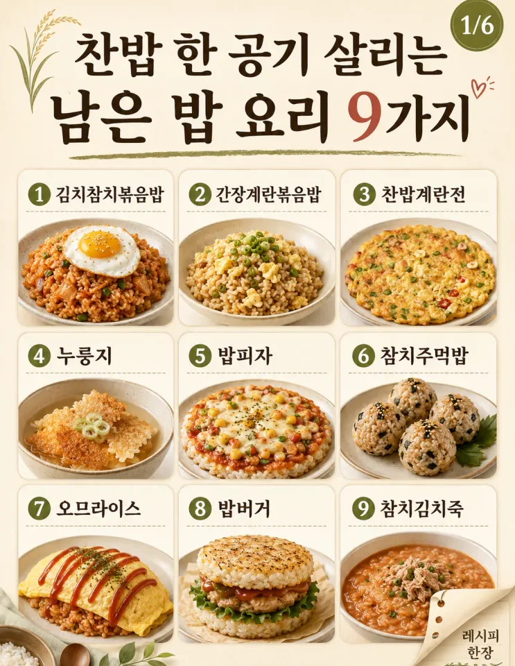 찬밥 요리 9가지 — 남은 밥 한 공기 살리는 든든한 한 끼