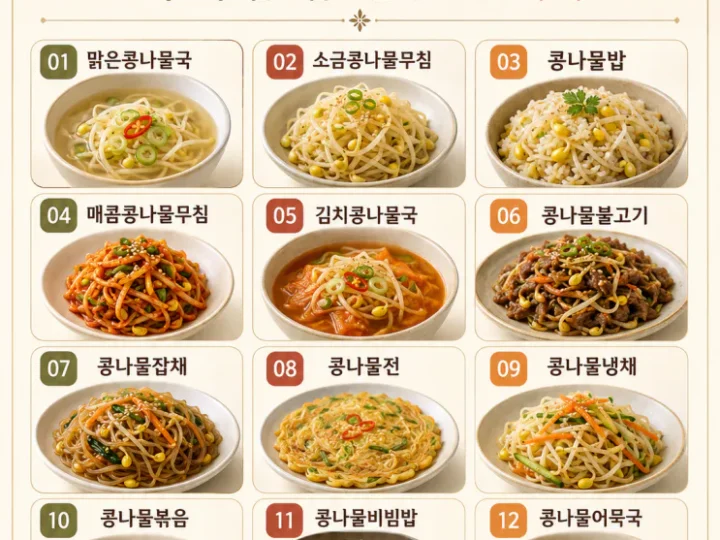 콩나물 요리 12가지 레시피 — 한 봉지로 국·무침·덮밥까지