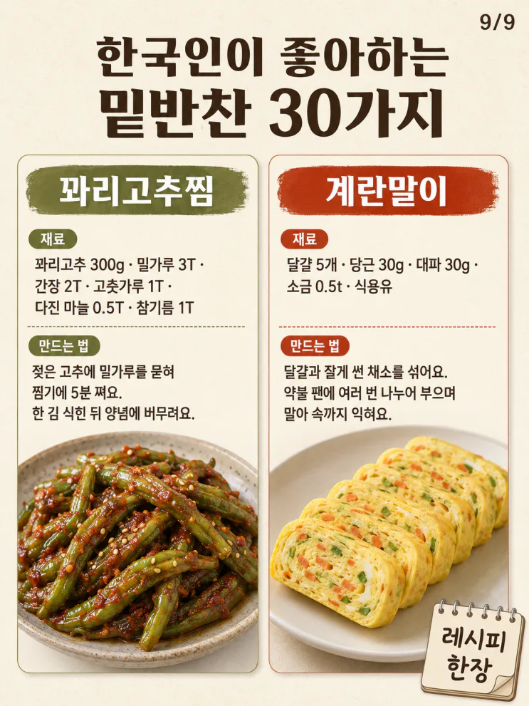 한국인이 좋아하는 밑반찬 30가지 — 냉장고에 있으면 든든한 집밥