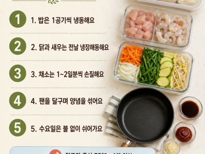 50대 부부 여름 저녁 5일 식단, 국 없이 20분 안에 차리는 집밥