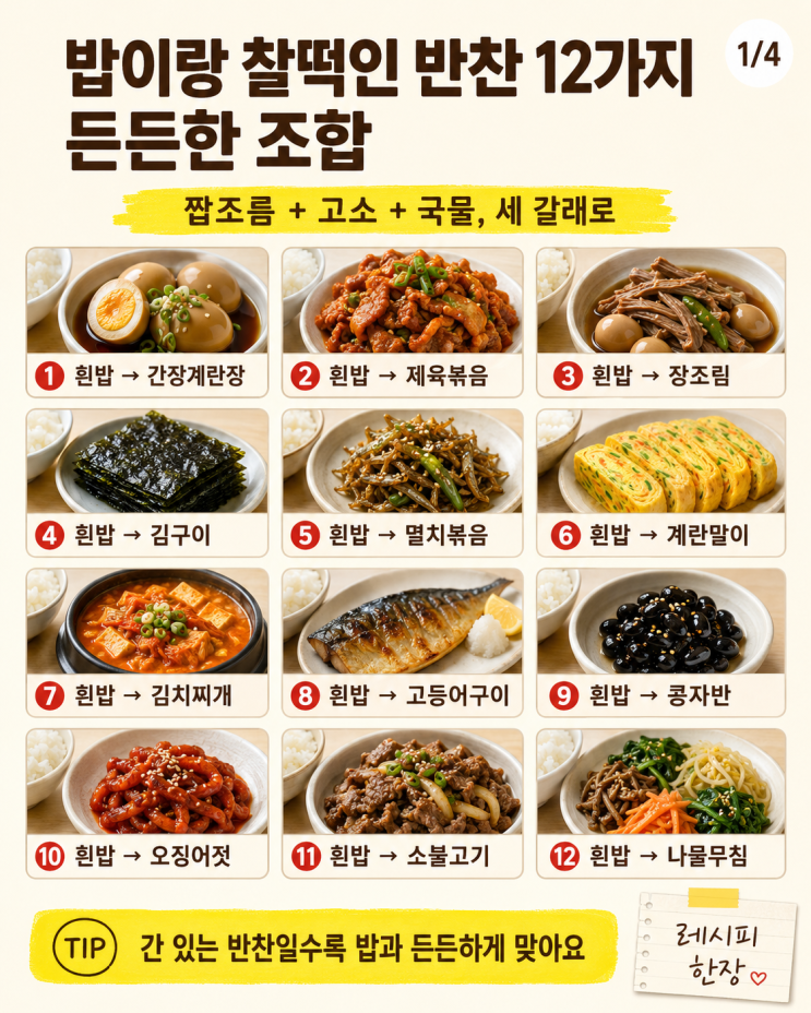 밥이랑 짝궁인 반찬 12가지, 든든한 조합