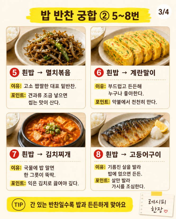 밥이랑 짝궁인 반찬 12가지, 든든한 조합