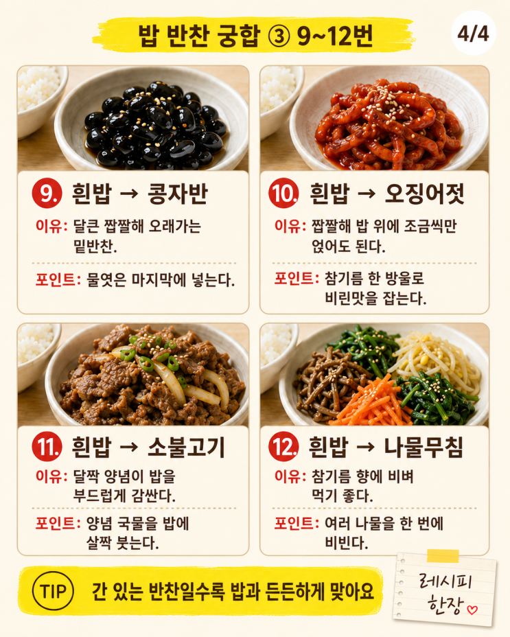 밥이랑 짝궁인 반찬 12가지, 든든한 조합