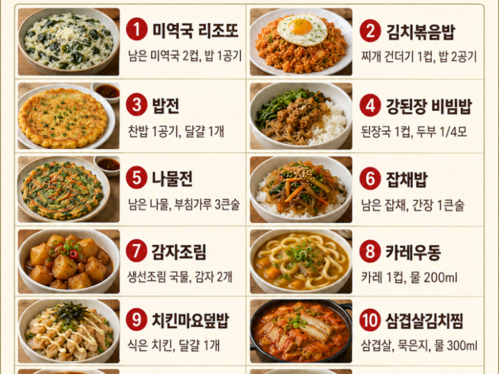 남은 음식 되살리기 12가지, 버리지 말고 끝내는법