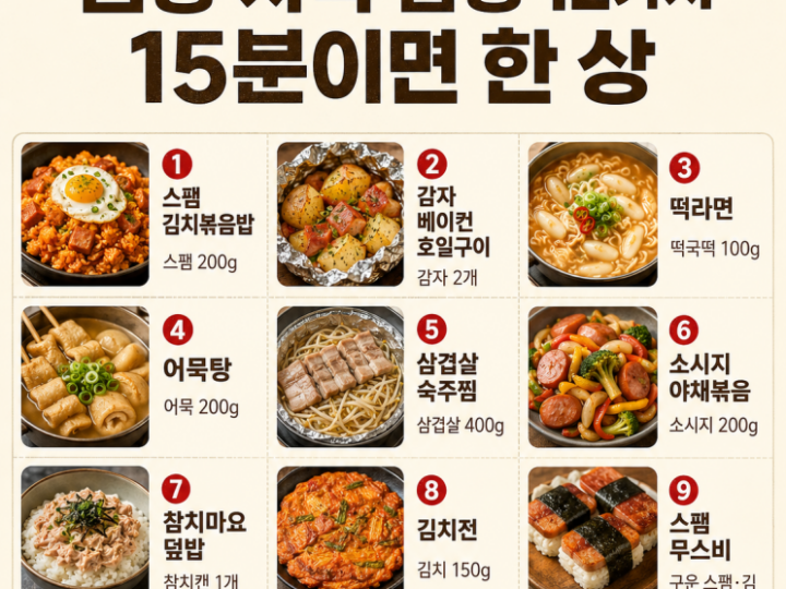 캠핑 차박 밥상 12가지, 짐 덜고 차리면15분이면 한 상