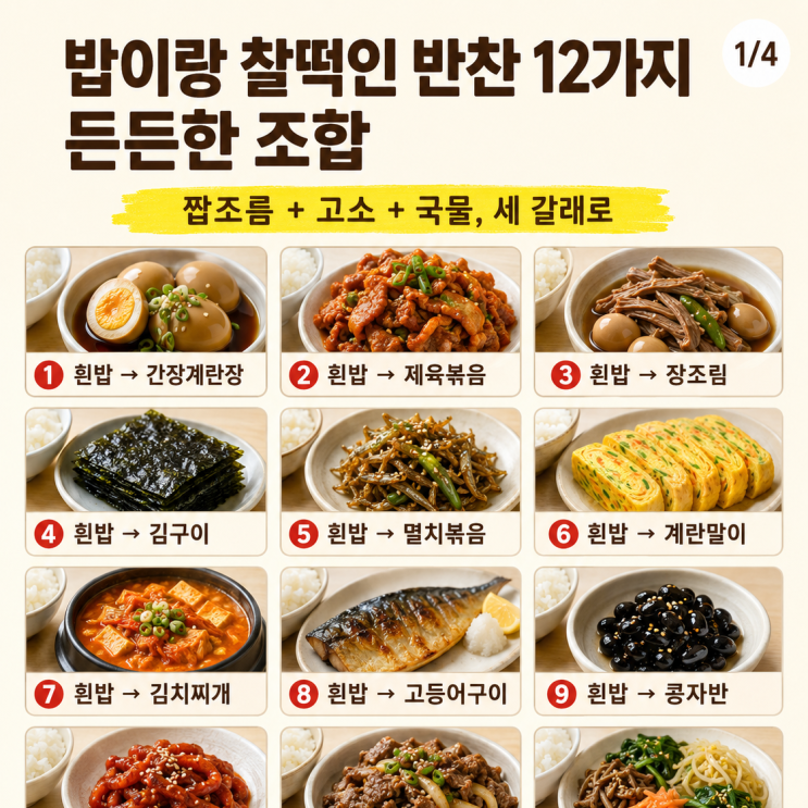 밥이랑 짝궁인 반찬 12가지, 든든한 조합