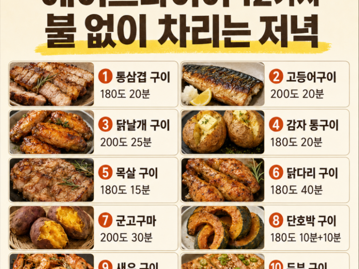 불 없이 차리는 저녁 12가지, 에어프라이어 하나면돼