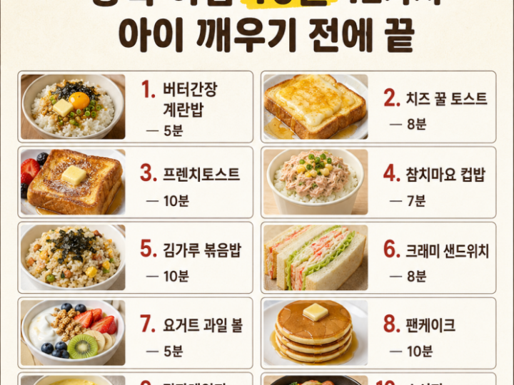 방학 아침 10분 12가지, 아이 깨우기 전에 끝