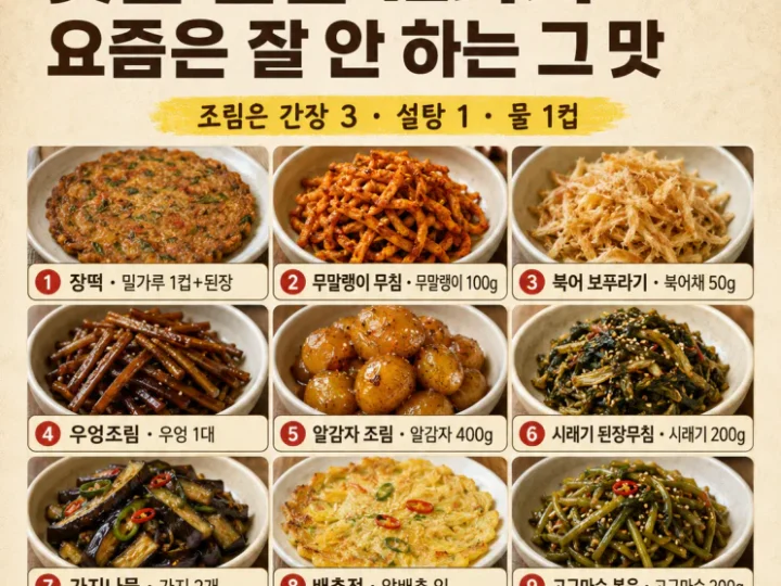옛날 반찬 12가지, 요즘은 잘 안 하는 그 맛