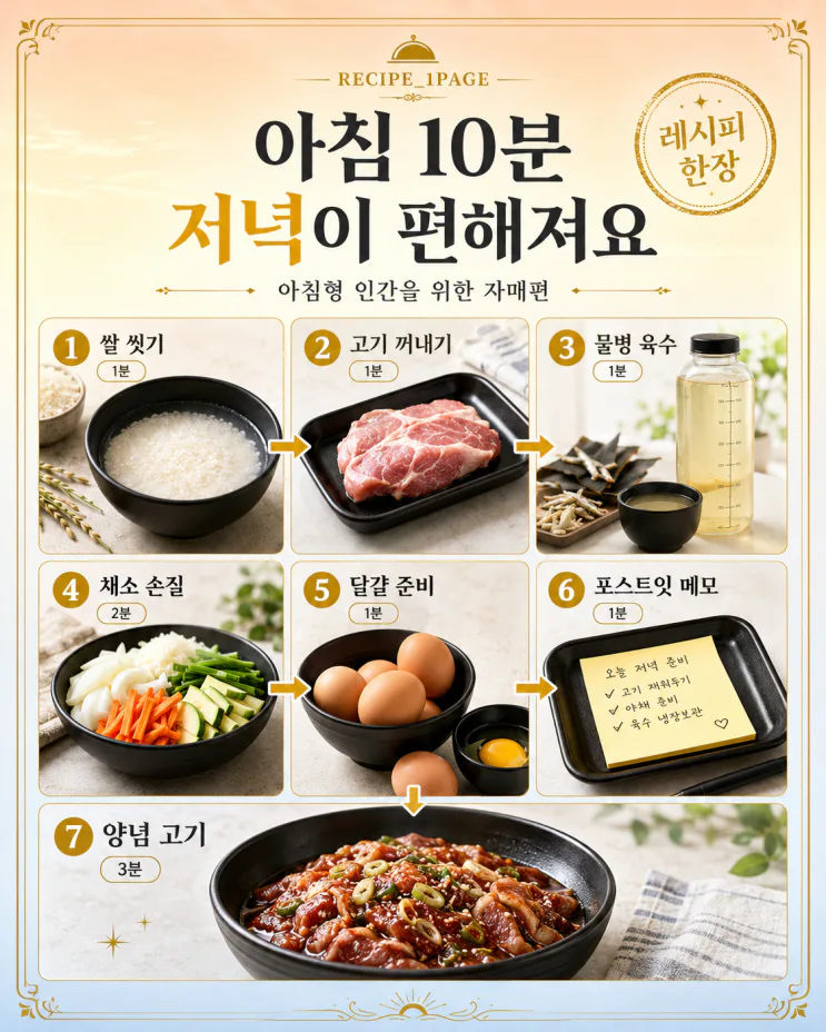 아침 10분만 움직이면 — 저녁 밥상이 편해져요