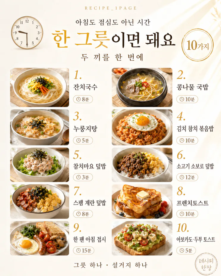 늦잠 자고 일어난 아침 — 아점으로 딱 좋은 한 그릇 10가지