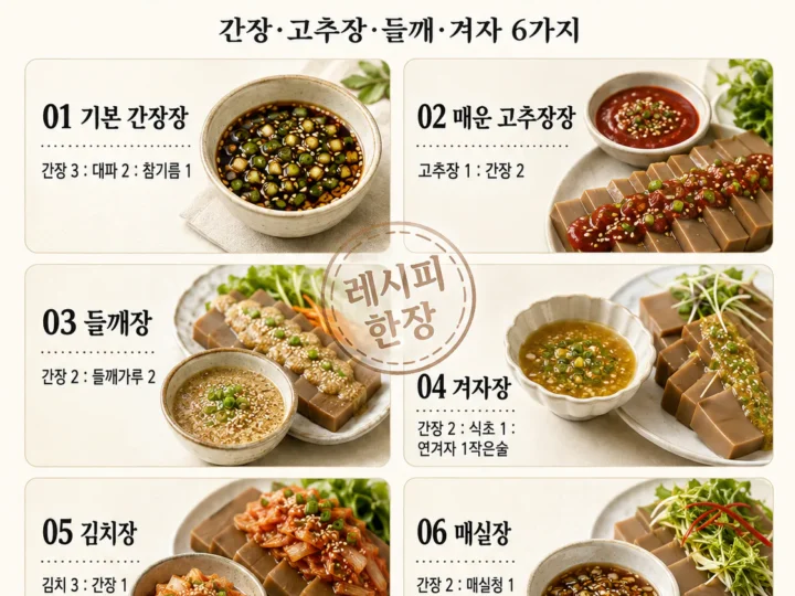 도토리묵 한 모, 간장만 뿌리지 마세요 — 양념장 6가지