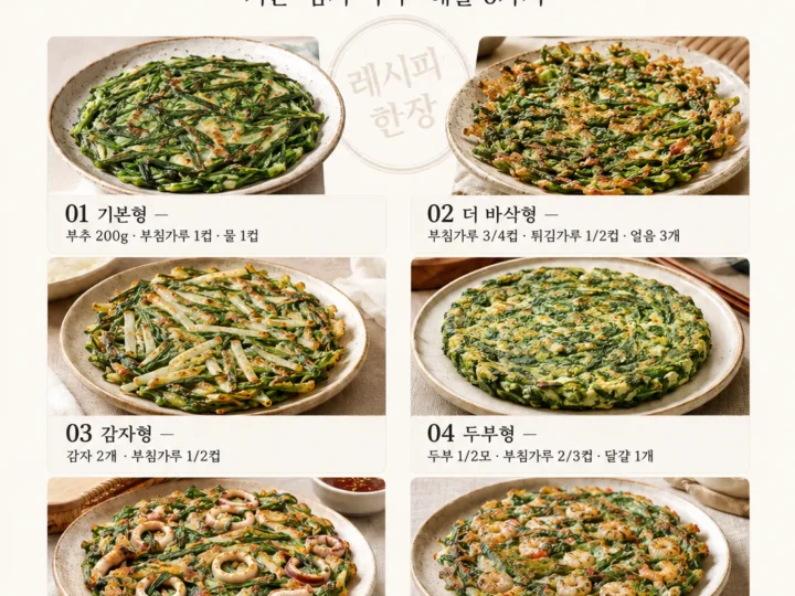 부추전 반죽 6가지 — 눅눅하지 않게 바삭하게 부치는 법