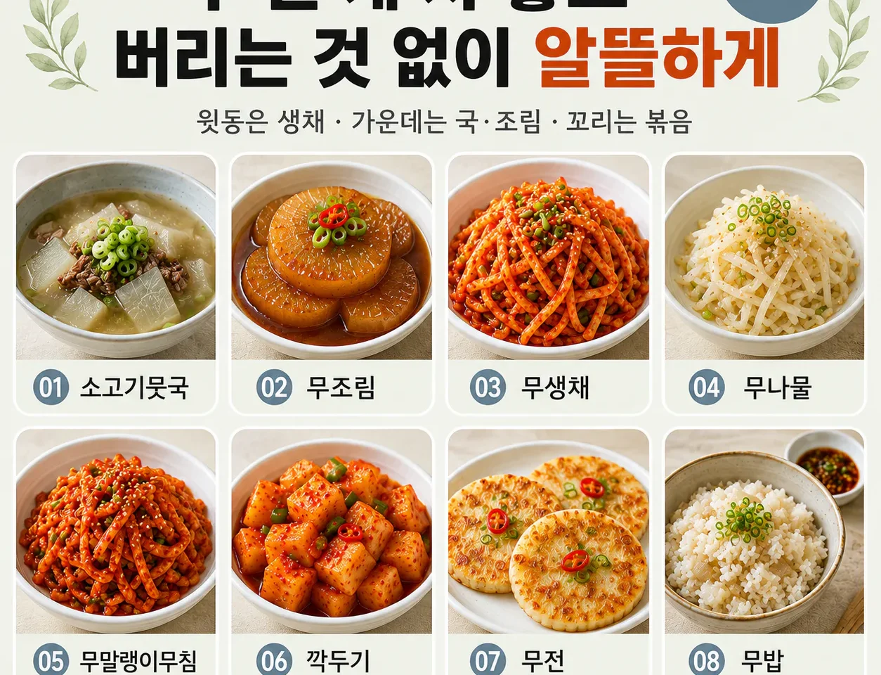 무 한 개 사놓고 남았다면 — 국·조림·김치까지 12가지