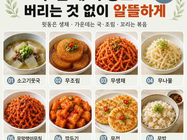 무 한 개 사놓고 남았다면 — 국·조림·김치까지 12가지