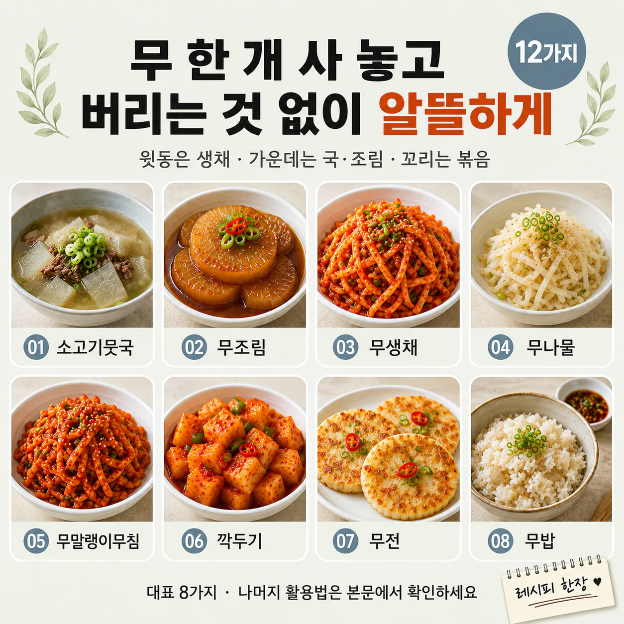무 한 개 사놓고 남았다면 — 국·조림·김치까지 12가지