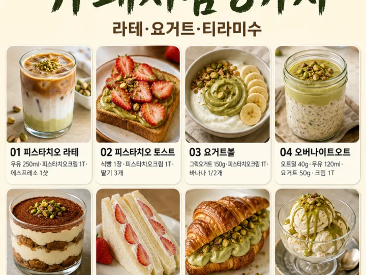피스타치오 크림, 빵에만 바르지 마세요 — 카페 디저트 8가지