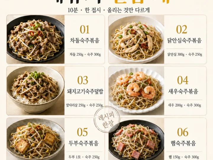 중식당 숙주볶음이 아삭한 건 순서 — 집에서 되는 10분 한 접시 7가지