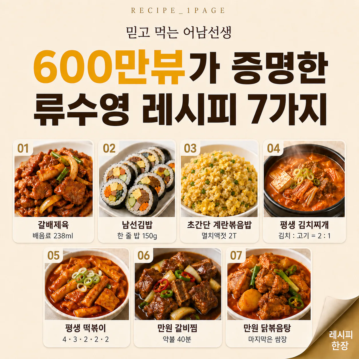 600만뷰가 증명한 류수영 레시피 7가지 - 믿고먹는 어남선생