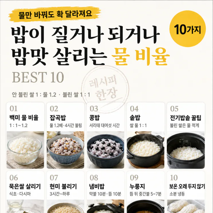 반찬보다 밥이 먼저, 밥맛 살리는 밥 짓기 10가지