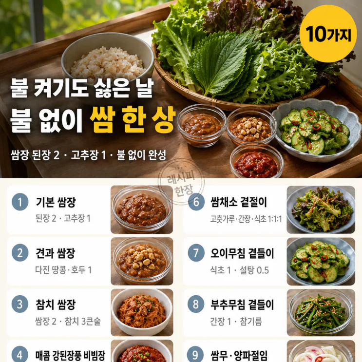 불도 안 켰는데 — 푸짐한 여름 쌈밥 한 상 10가지