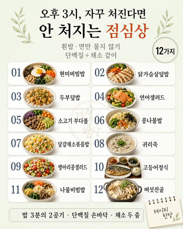 오후만 되면 당 떨어진다면 — 안 처지는 점심 12가지
