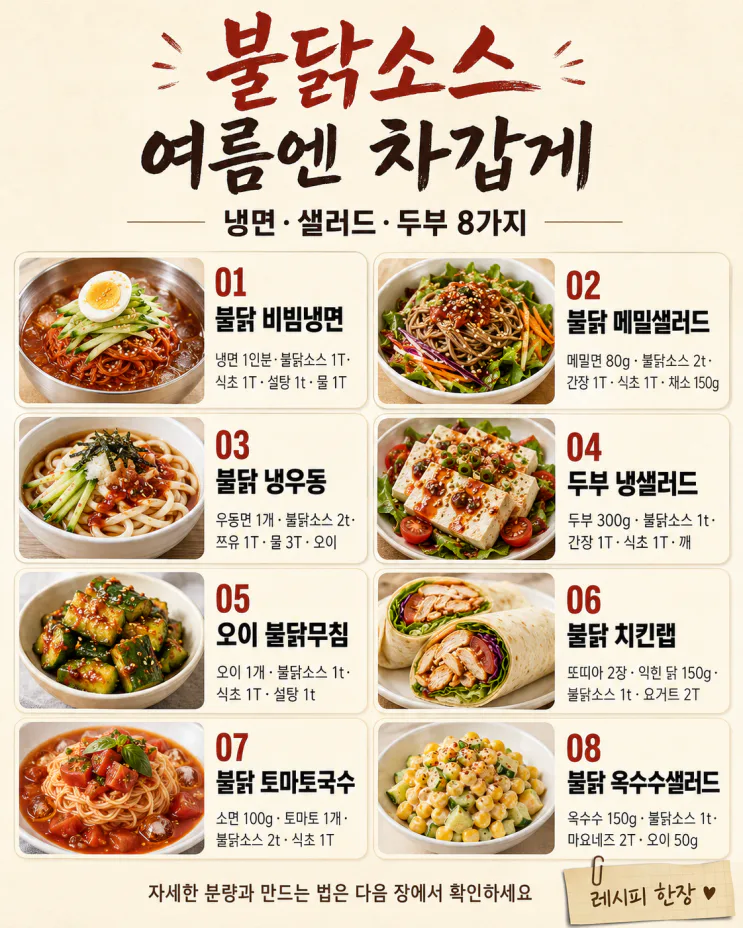 불닭소스, 볶음면에만 넣지 마세요 — 차갑게 먹는 여름 조합 8가지