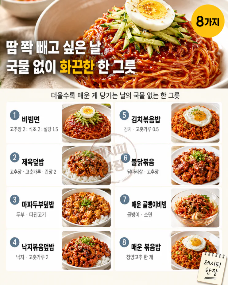 더울수록 매운 게 당기는 날, 국물 없이 화끈한 한 그릇 8가지