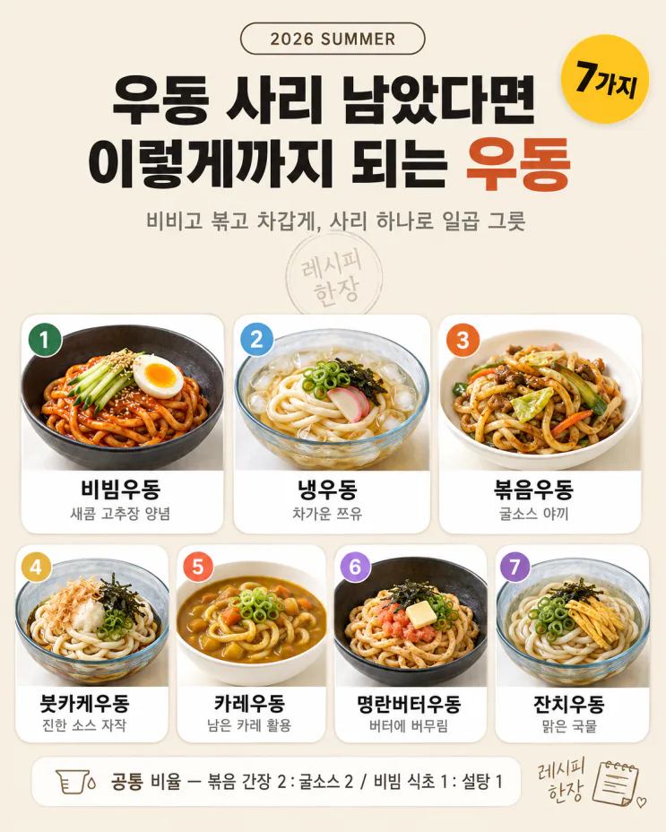 우동 하나로 이렇게까지 - 한 끼가 달라지는 우동 요리 7가지