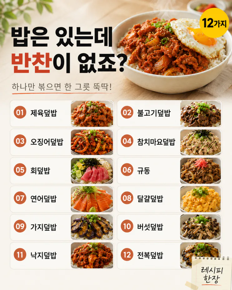 반찬 없고 밥만 있다면 — 하나 볶아 올리는 덮밥 12가지