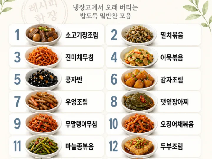 밥도둑 밑반찬 15가지, 한 번에 열흘 치 (저장용)