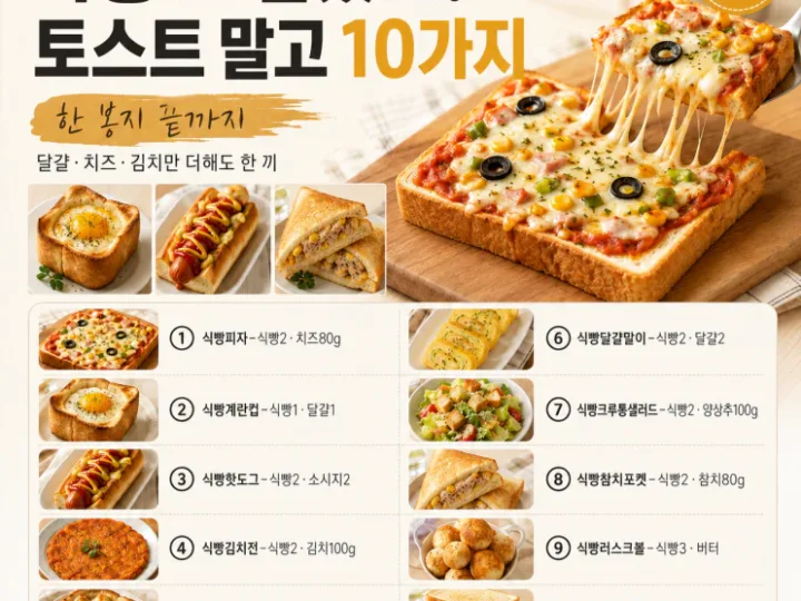 식빵 한 봉지, 토스트만 먹다 질렸다면 — 10분 한 끼 10가지