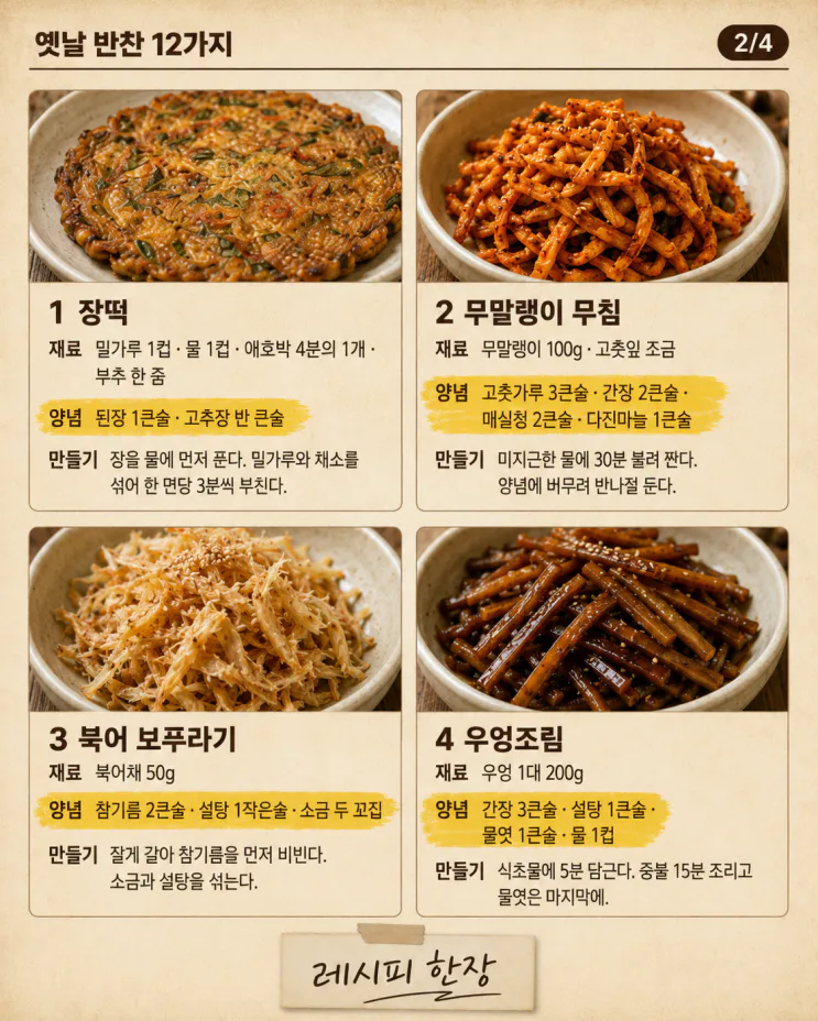 옛날 반찬 12가지, 요즘은 잘 안 하는 그 맛