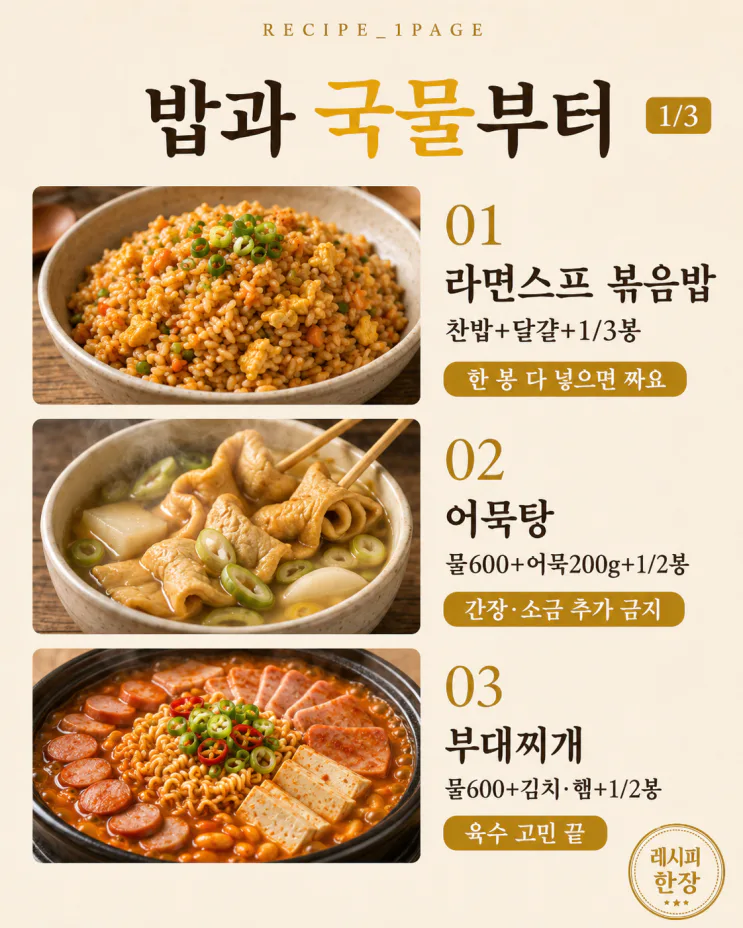 라면 스프 한 봉지, 버리기 아까웠다면 — 국·볶음·양념 8가지